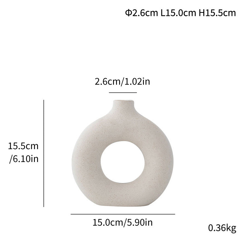 Minimalist Ceramic Nordic Vase – Creative Modern Doughnut Vase for Home Decor