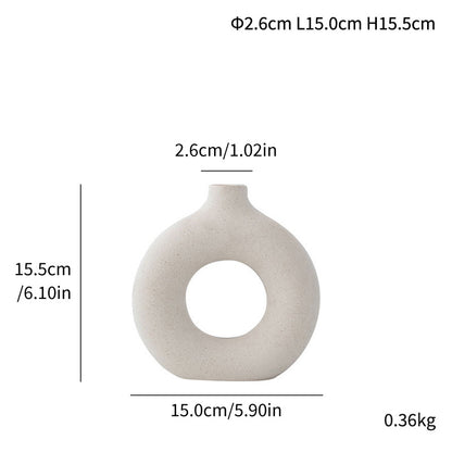 Minimalist Ceramic Nordic Vase – Creative Modern Doughnut Vase for Home Decor