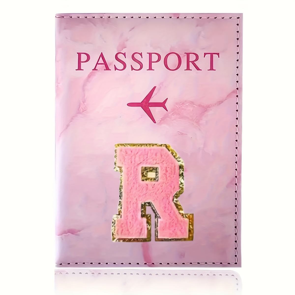 Monogrammed Pink Marble Effect Passport Clip