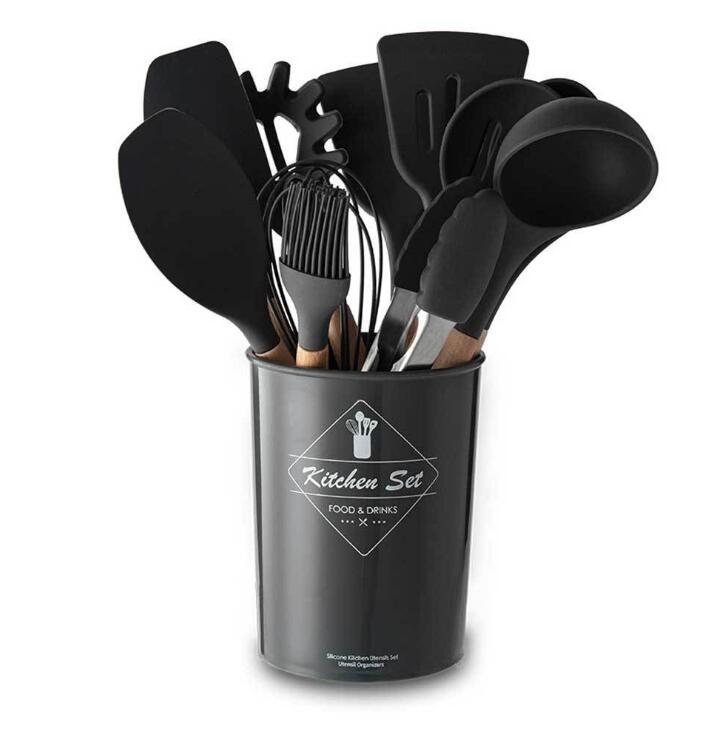Non-Stick Kitchen Tools Set including Spatula, Spoon, and Tongs