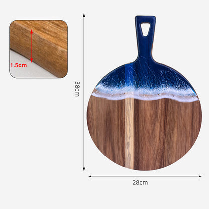 Luxury Resin Ocean Wave Wood Cutting Board - Handmade Acacia Wood Charcuterie Board