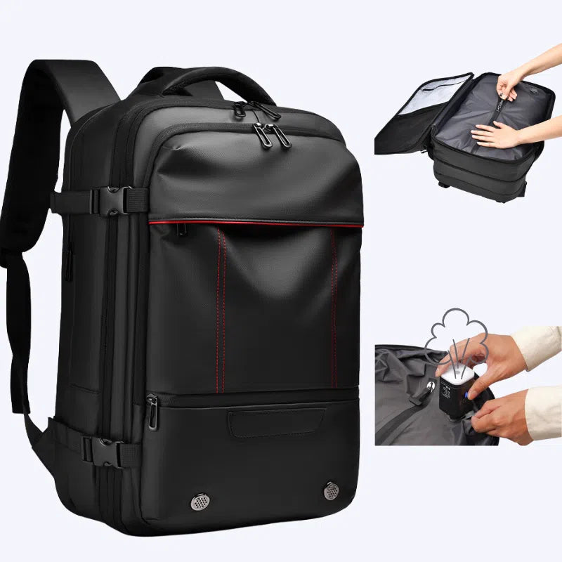 Men's Large Capacity Business Travel Backpack with Expansion and Vacuum Compression