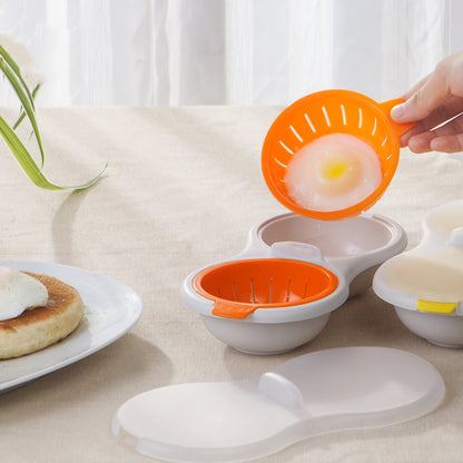 Microwave Twin Egg Poacher & Steamer Bowl with Lid