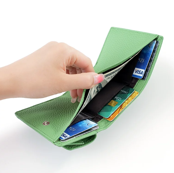 Slim Genuine Leather RFID Wallet with Money Clip and Card Slots