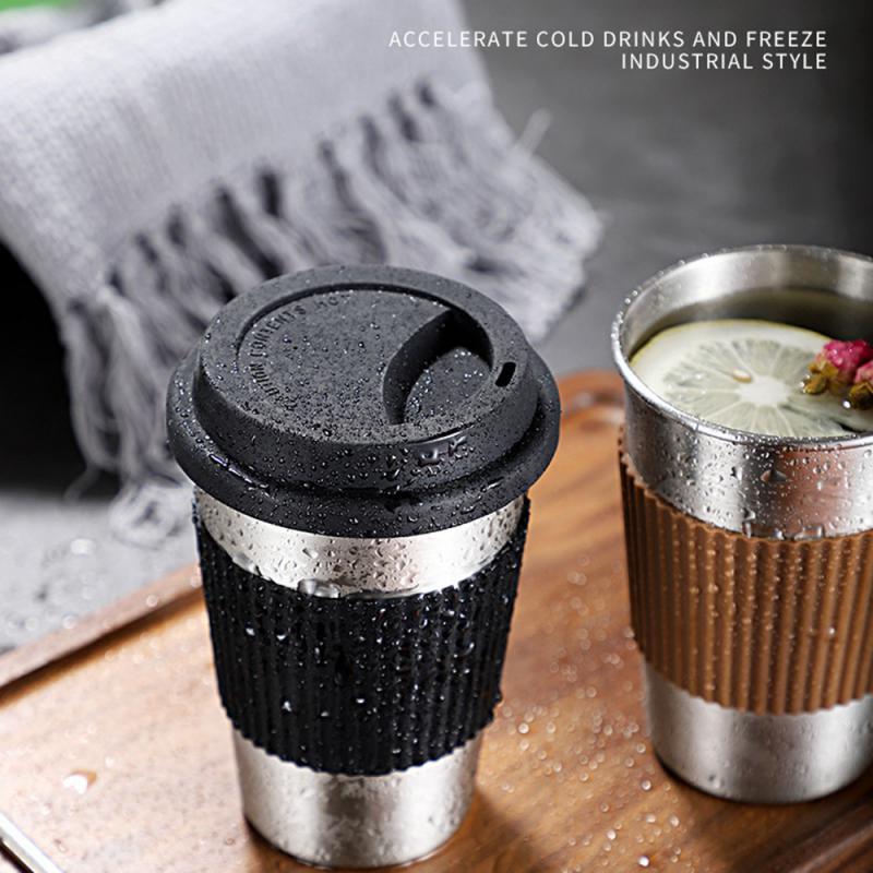 Stainless Steel Insulated Coffee Travel Mug with Black Grip