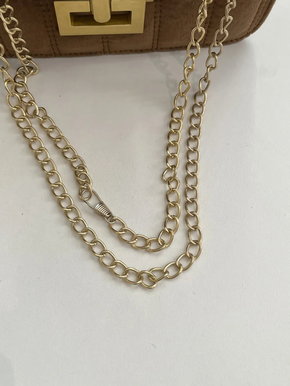 Black Velvet Chain Strap Shoulder Bag with Gold Hardware