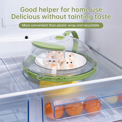 Anti-Splatter Microwave Food Cover with Steam Vent & Water Reservoir - 10 Inch Clear Heat-Resistant Plate Lid with Handle