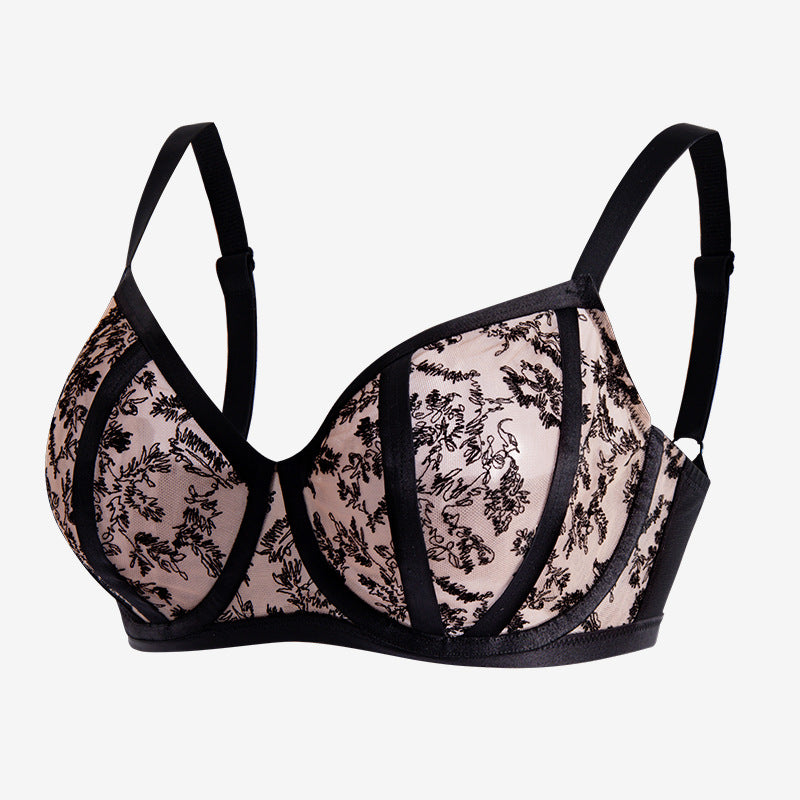 Women's Plus Size Mesh Lace Bra - Large Bust Minimizing Push-Up Underwear