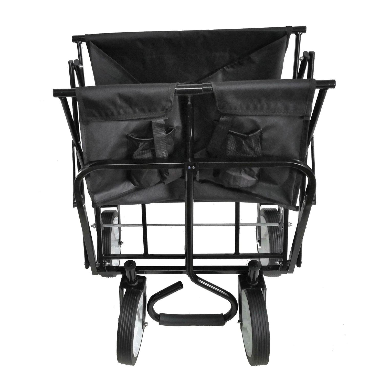 Folding Wagon Garden Shopping Beach Cart – Heavy Duty Black Utility Cart
