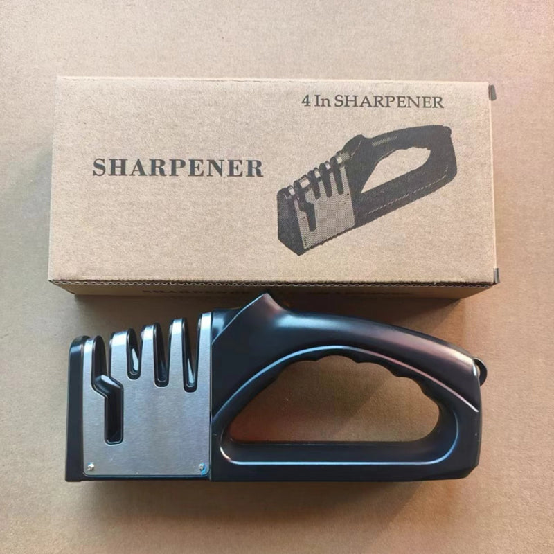4-in-1 Manual Kitchen Knife Sharpener with Non-Slip Base