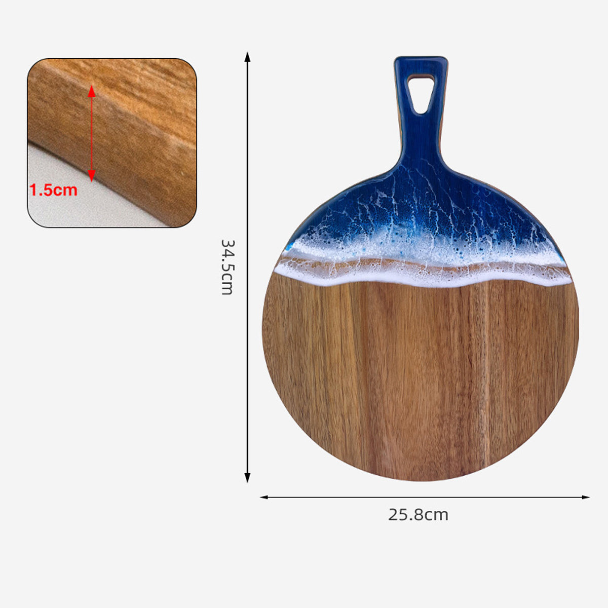 Luxury Resin Ocean Wave Wood Cutting Board - Handmade Acacia Wood Charcuterie Board