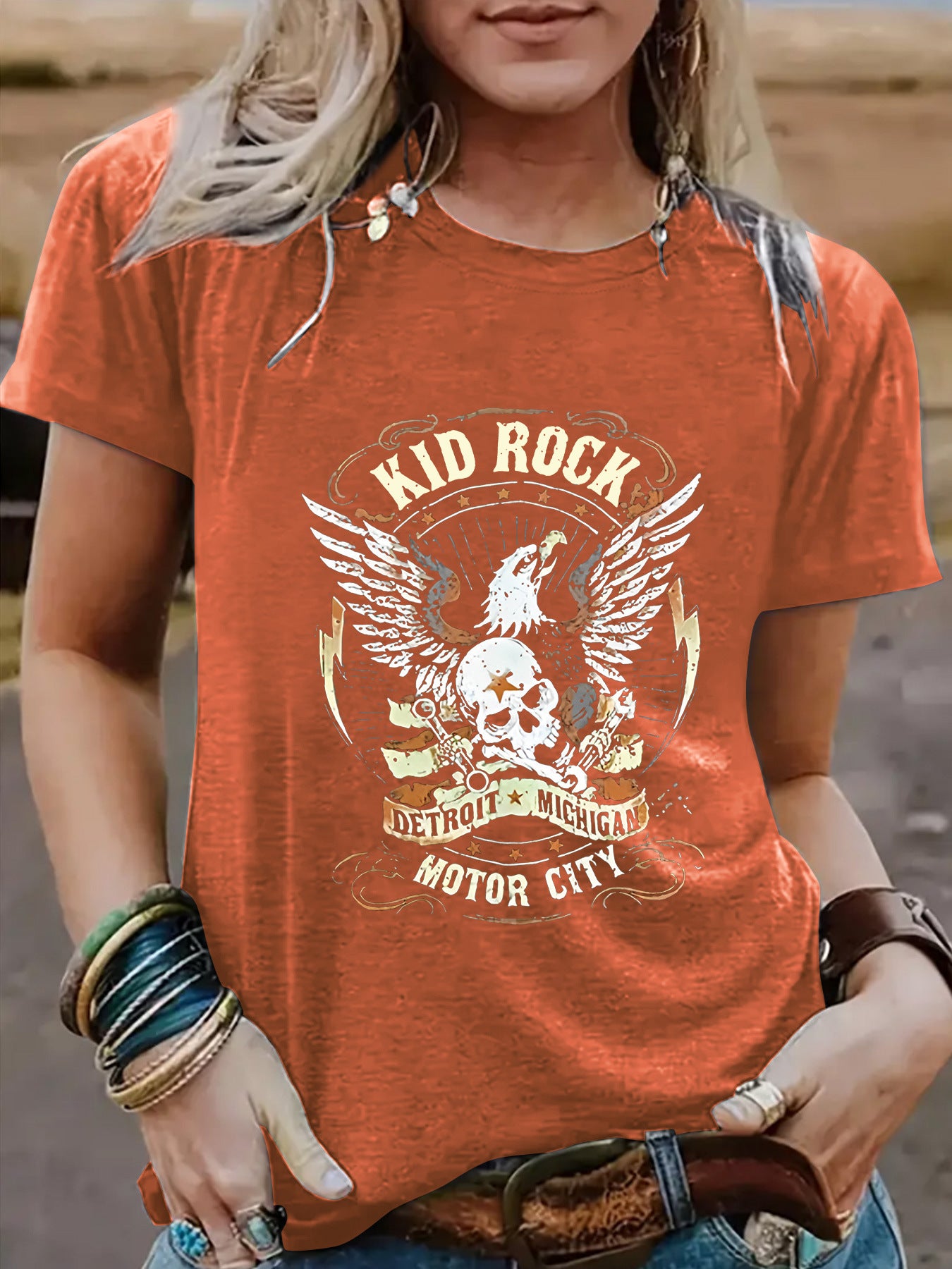 Vintage Eagle Pattern Round Neck Short Sleeved T-Shirt | Graphic Print Top for Men/Women