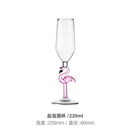 Creative Flamingo Stem Crystal Wine Glass | Luxury Pink Flamingo Cocktail & Champagne Goblet