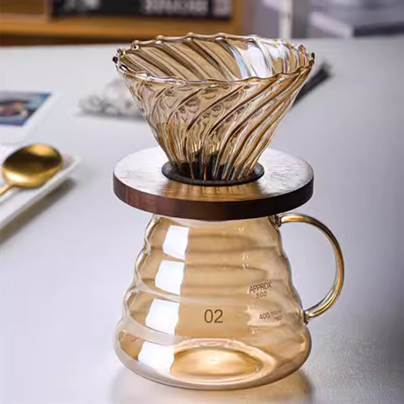 Handmade Japanese Glass Pour Over Coffee Pot Set