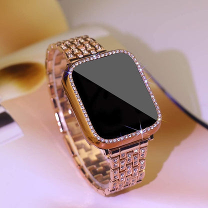Women's Bling Rhinestone Band for iWatch Series 8 7 6 SE 5 3 - Elegant Metal Bracelet 40mm 41mm 44mm 45mm