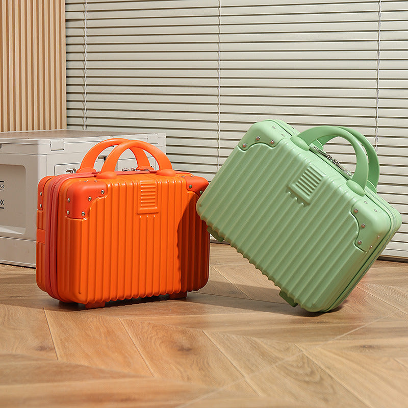 Vintage Luggage Mini Makeup Case | 14-Inch Small Storage Lock Box