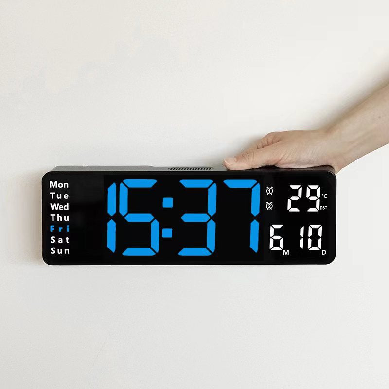 Modern RGB Digital Wall Mount Clock with Dual Alarms & Memory Function