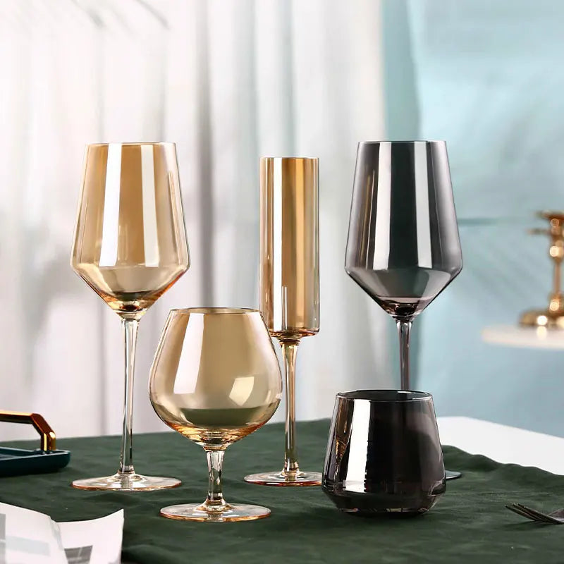 European Luxury Smoke Gray Crystal Wine Glasses - Premium Champagne & Cocktail Goblets