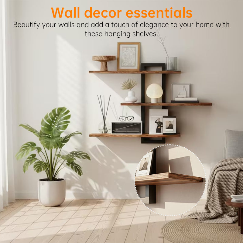 3-Tier Modern Wooden Wall Shelf for Kitchen, Bathroom & Living Room