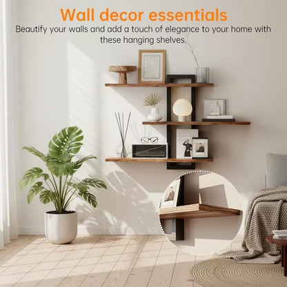 3-Tier Modern Wooden Wall Shelf for Kitchen, Bathroom & Living Room