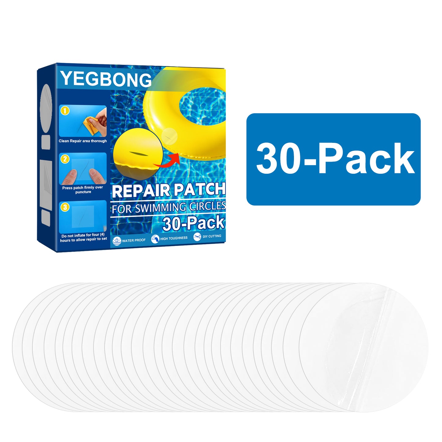 Quick Fix Vinyl Repair Kit (30-Pack) for Swimming Rings and Air Mattresses
