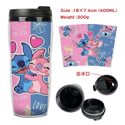 Cute Stitch Cartoon Double-Layer Insulated Travel Mug - 400ml