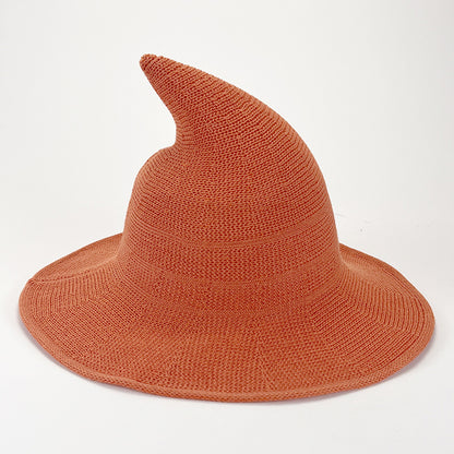Knitted Pointed Top Witch Hat | Wide Brim Halloween Party