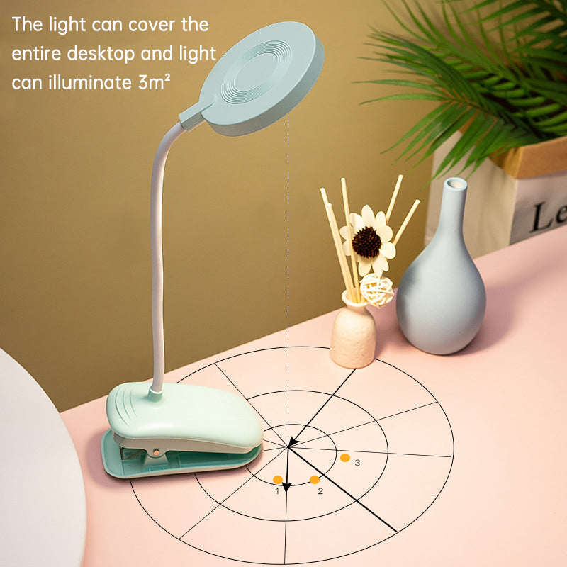 Rechargeable Clip-on LED Desk Lamp - Eye Protection Study Light for Dormitory & Bedroom