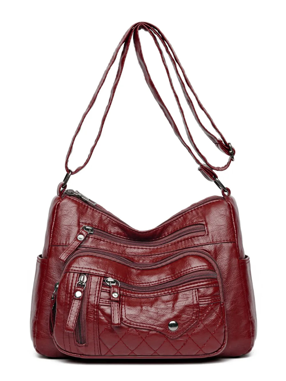 Vintage Style PU Leather Multi-Pocket Crossbody Shoulder Bag
