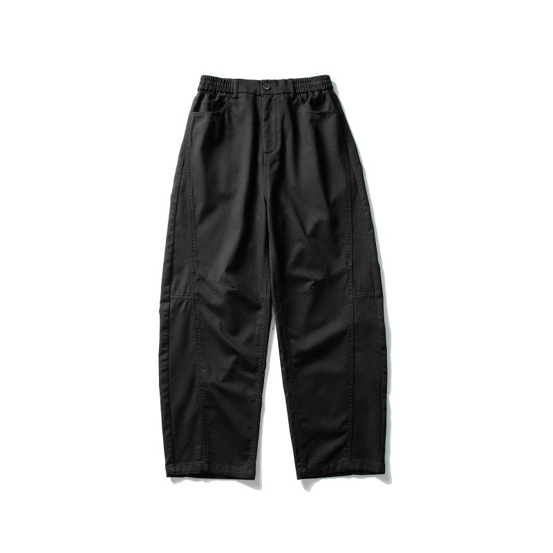 Men's Washed Relaxed-Fit Wide-Leg Casual Trousers