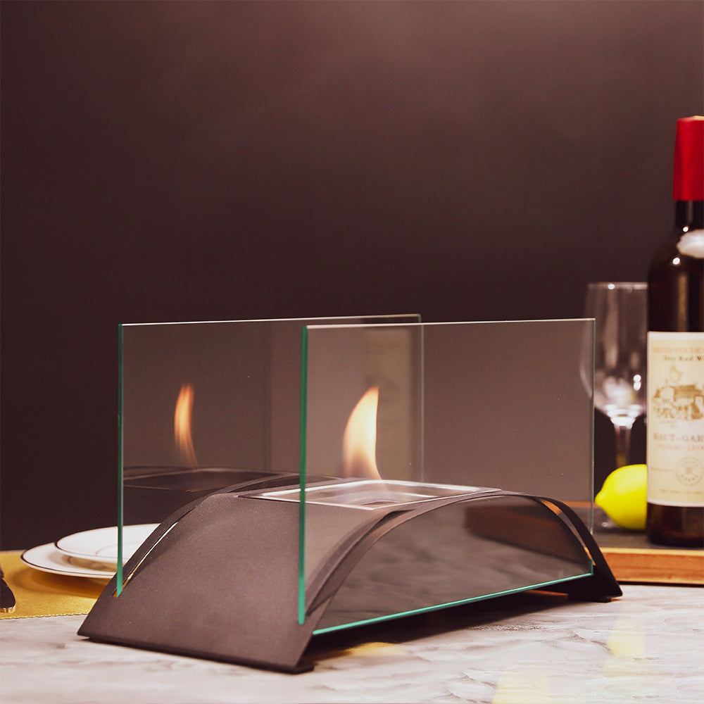 Luxury Decorative Alcohol Fireplace - Real Flame Tabletop Fire Pit for Living Room & Dining Table