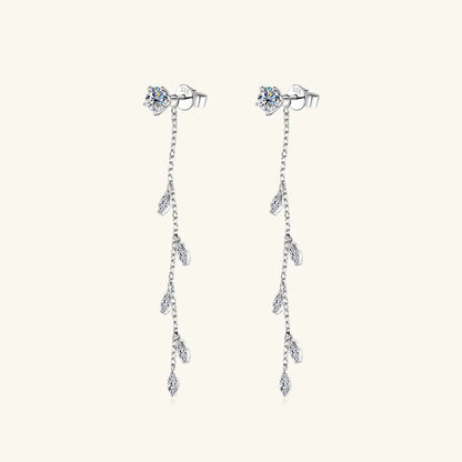 Elegant Moissanite Cascade Leaf Drop Earrings