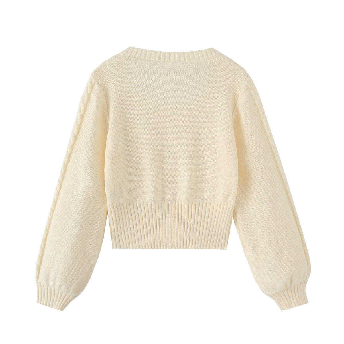 Chic Square Neck Long Sleeve Cable Knit Sweater – Cozy Slim Fit Cropped Pullover for Women