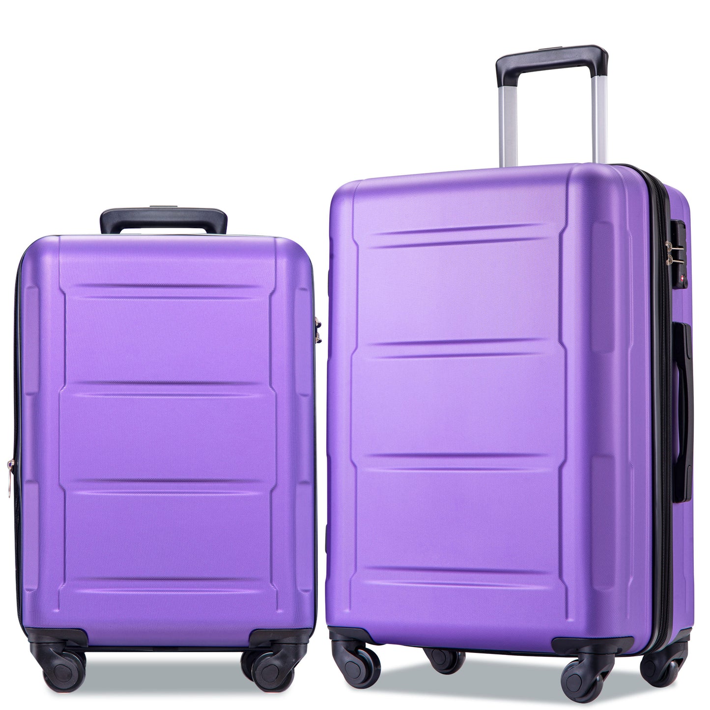 2-Piece Expandable ABS Lightweight Spinner Luggage Set with TSA Lock - Purple (20"+24")