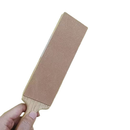 315mm Double-Sided Knife Sharpening Strop - Leather Polishing Belt with Composite Wooden Handle