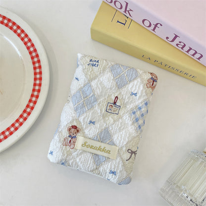 Cute Embossed Cartoon Passport Protection Cover - Quilted Fabric Travel Document Bag & Card Holder