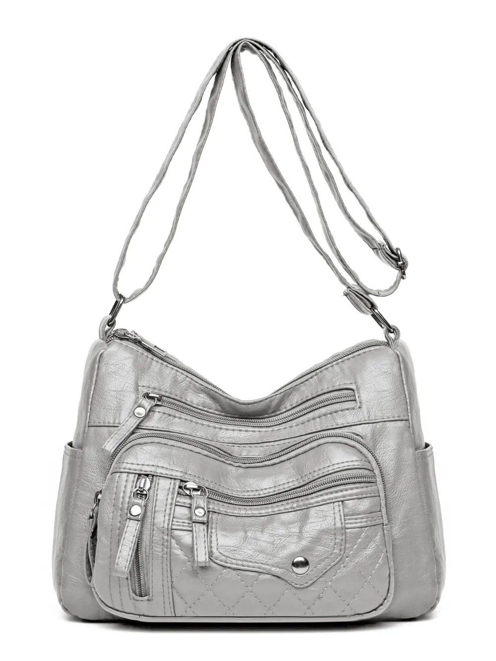 Vintage Style PU Leather Multi-Pocket Crossbody Shoulder Bag