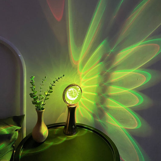 Rotating 3D Crystal Globe Projector Light - RGB Atmosphere Lamp for Bedroom & Desktop