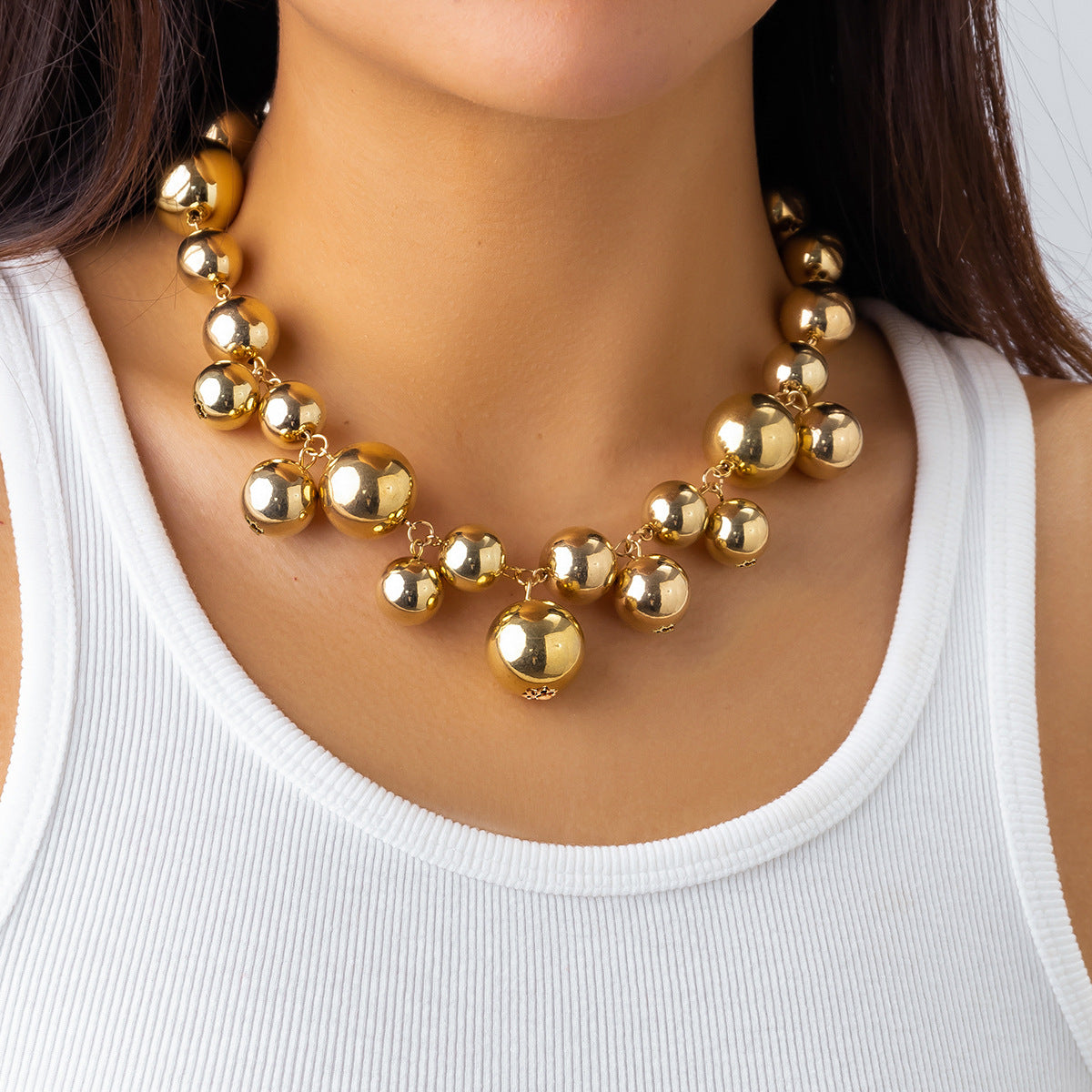 Statement Chunky Faux Pearl Necklace & Bracelet Set