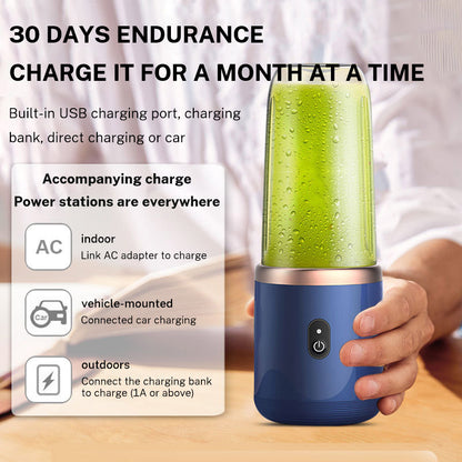 Portable 6-Blade Rechargeable Electric Juicer and Smoothie Blender Cup