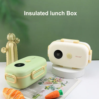 Smart LCD Temperature Display Insulated Lunch Box - Portable Thermal Food Container for Travel & Office