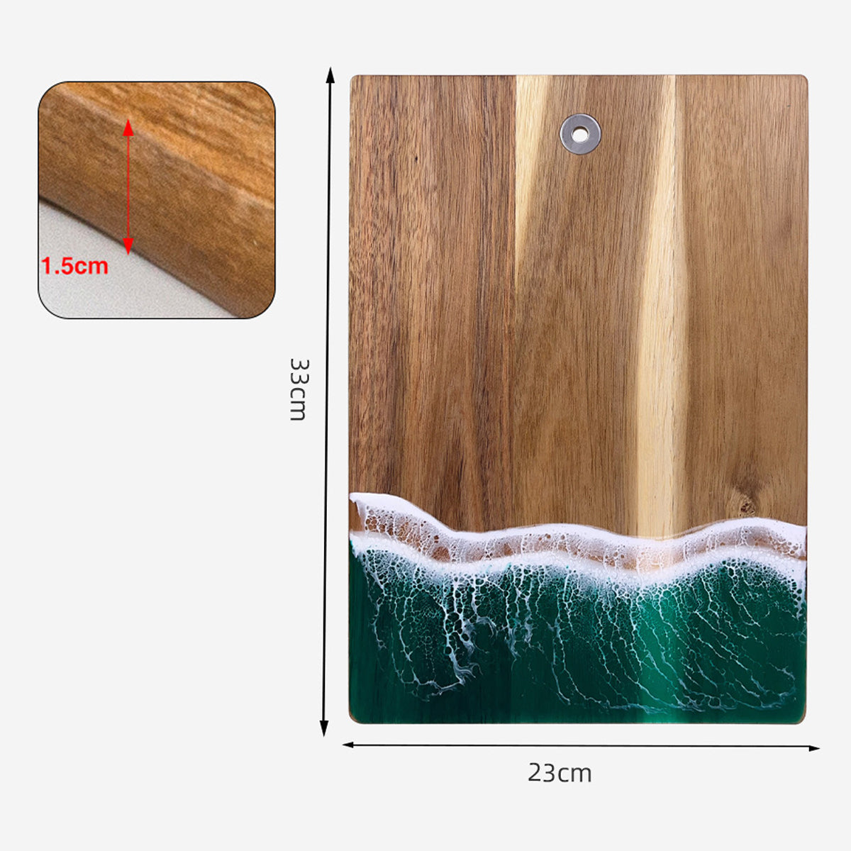 Luxury Resin Ocean Wave Wood Cutting Board - Handmade Acacia Wood Charcuterie Board
