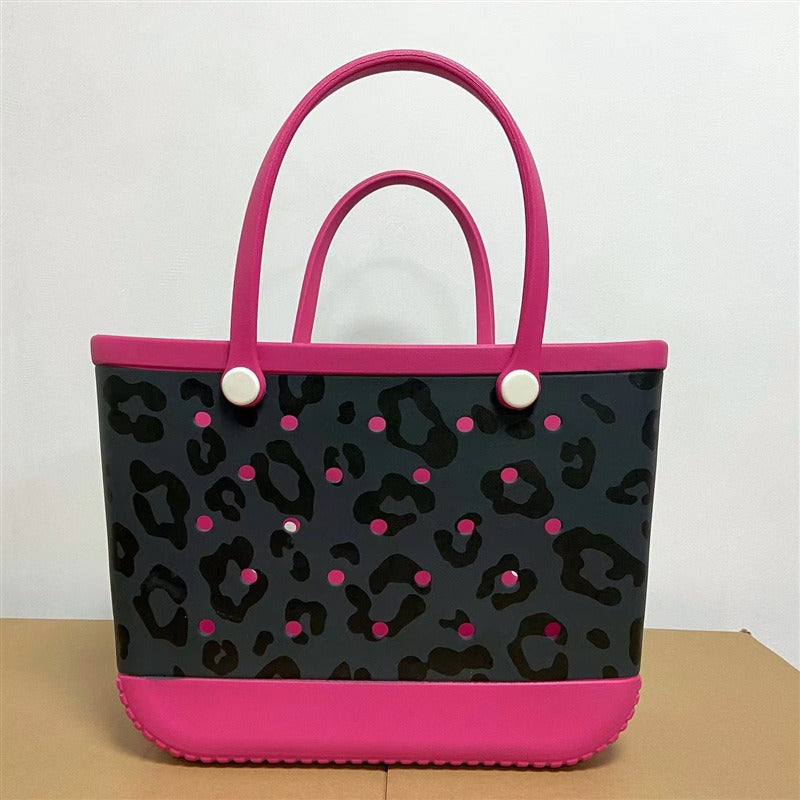 Printed EVA Beach Storage Bag - Waterproof Outdoor Basket & Handbag with Cow Print