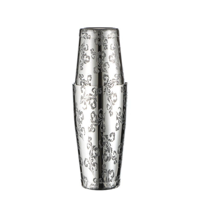 Premium 304 Stainless Steel Etched Boston Cocktail Shaker Set