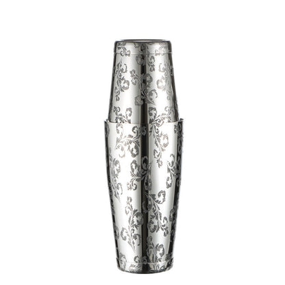 Premium 304 Stainless Steel Etched Boston Cocktail Shaker Set