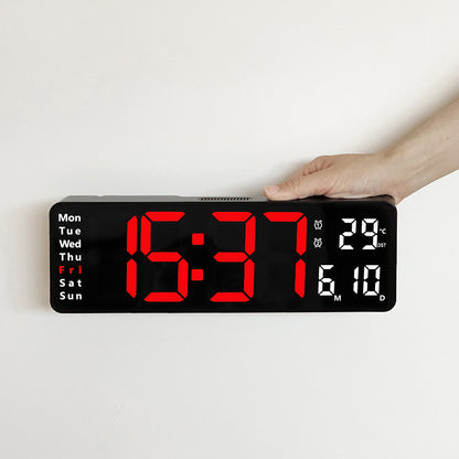 Modern RGB Digital Wall Mount Clock with Dual Alarms & Memory Function