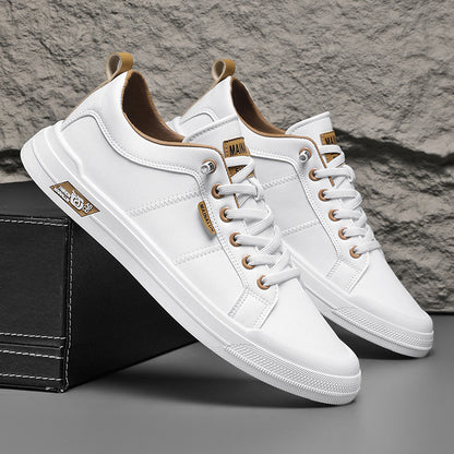 Classic White Casual Sneakers for Men – Versatile Soft Sole Sports Shoes for All-Season Style