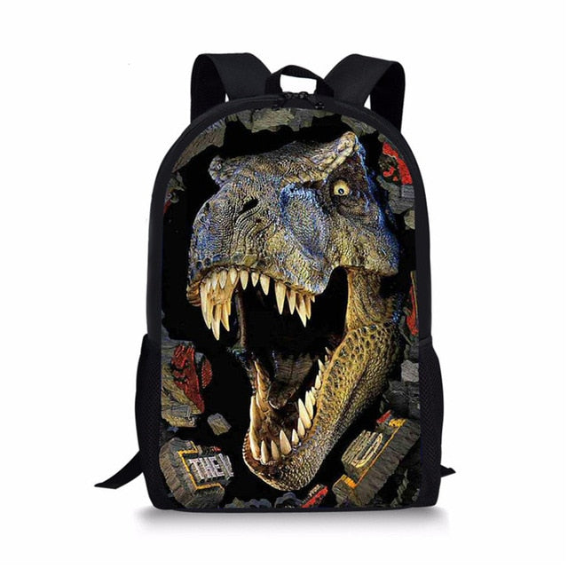 3D Dinosaur Print School Backpack for Boys - Orthopedic Kids Satchel & Schoolbag