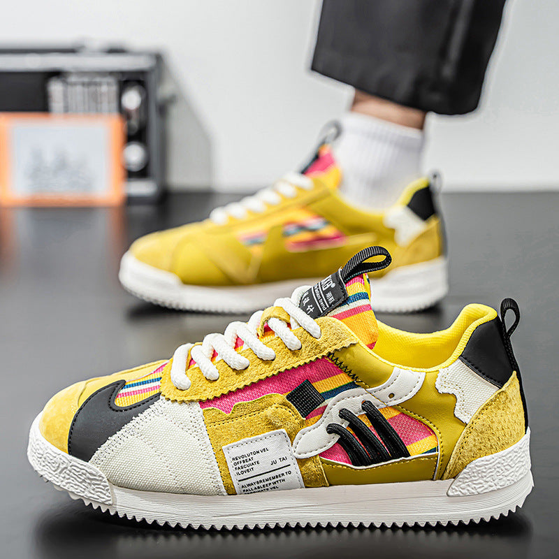 Men's Multi-Dopamine Color Block Sneakers - Mesh Breathable Fashion Casual Sports Shoes
