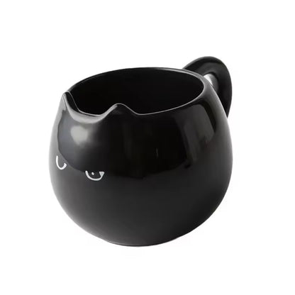 Adorable Hand-Painted Black Cat Ceramic Coffee Mug - Cute 3D Kitten Tea Cup for Cat Lovers